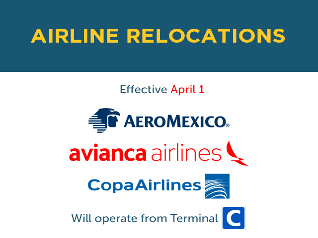 Airline Relocations - AeroMexico, Avianca and Copa