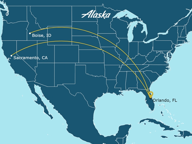Fly Alaska non-stop to Boise, ID and Sacramento, CA
