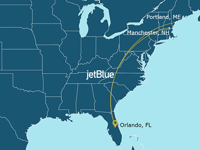 Fly JetBlue to Manchester. NH or Portland, ME