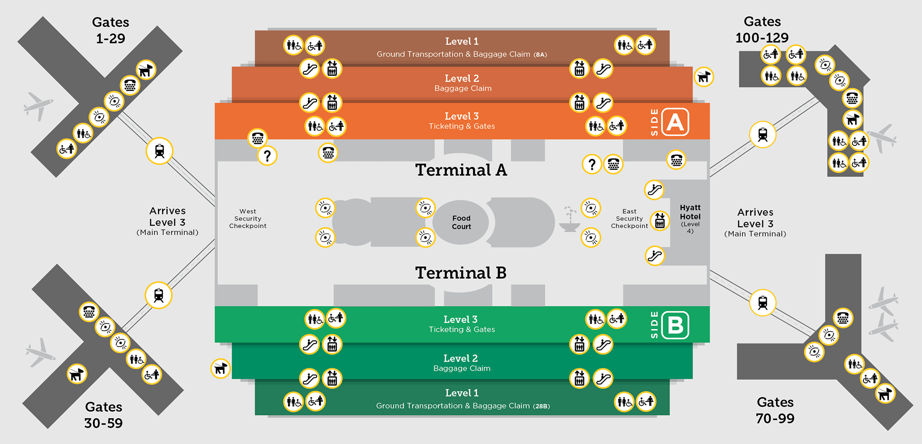 Terminals A & B - Accessibility Services Map